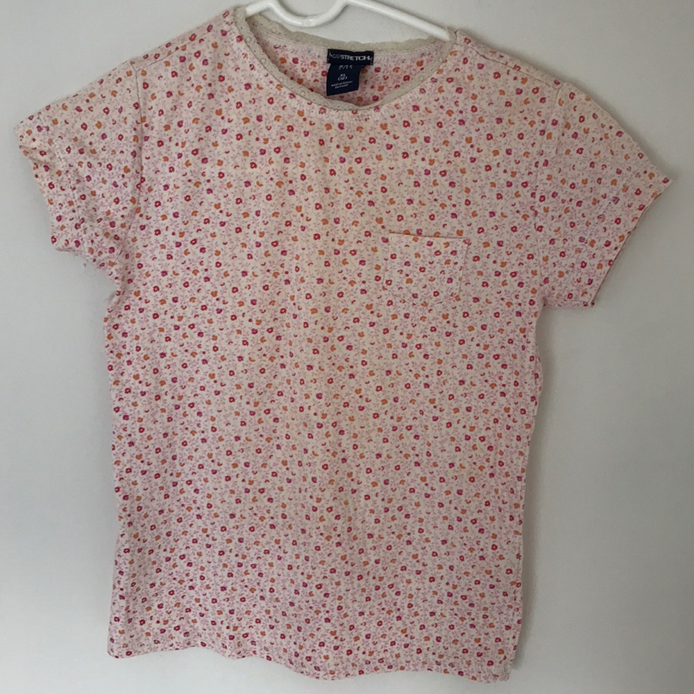 GAP Kids Floral Pocket Stretch T-Shirt Lace Trim Girl's Size XL (12)